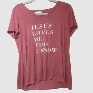 Altar'd State Shirt 'Jesus loves me this I know' red Relaxed size Medium